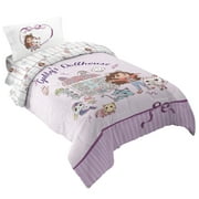 Gabby's Dollhouse Kids Purple 4 Piece Reversible Comforter, Bed in a Bag, Twin