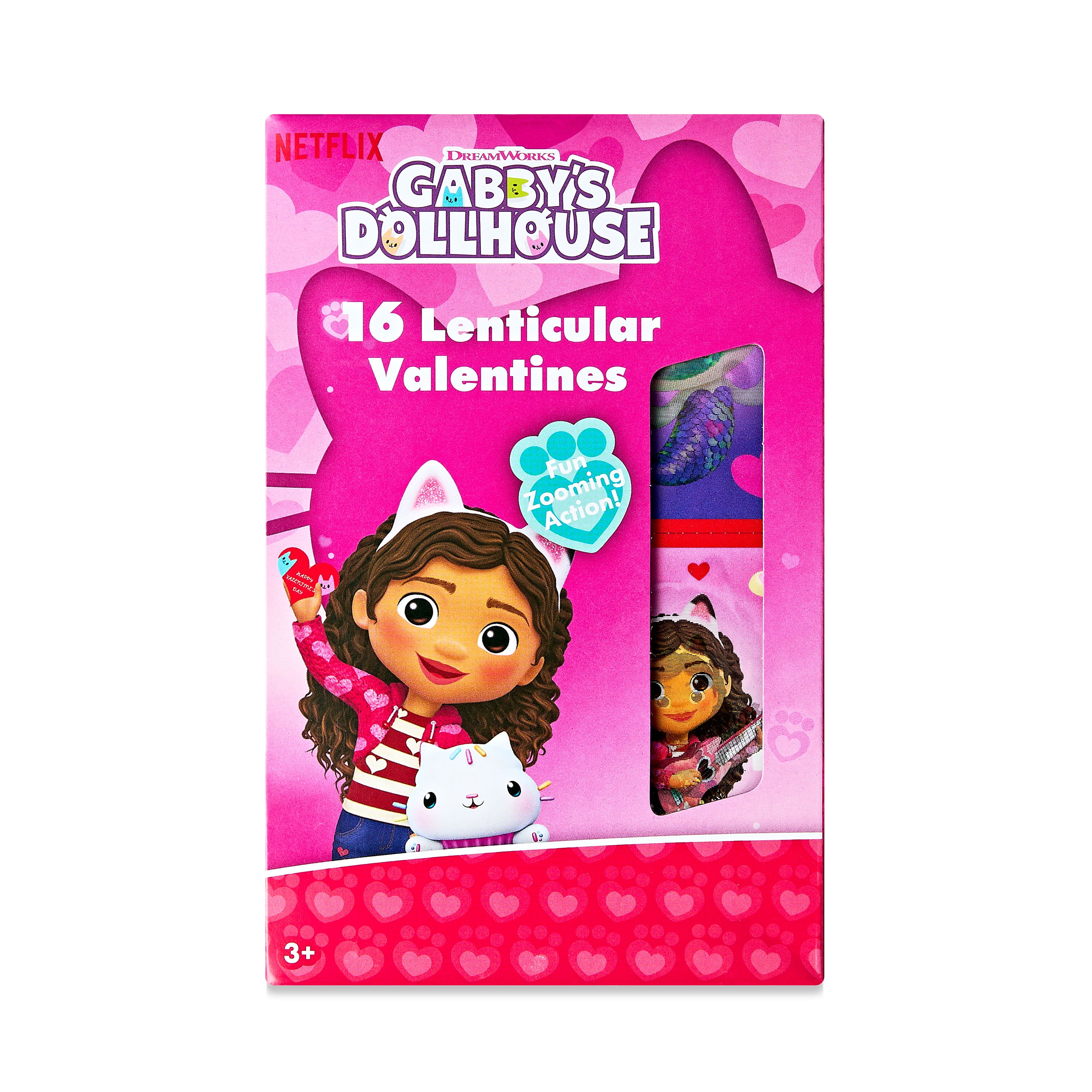 Gabby's Dollhouse Lenticular Valentine Exchange Cards, 3 Stage, Multi=Color, 16 Count
