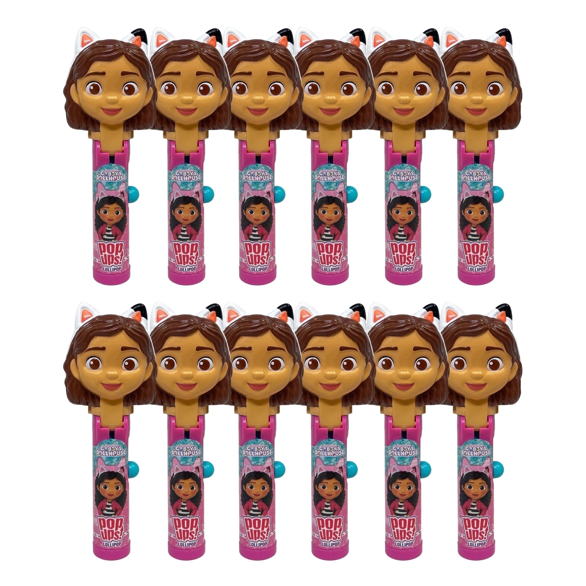 Gabby's Dollhouse Lollipop Holder Case, 12 Count, Includes Lollipops