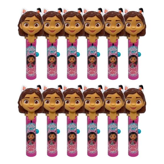 Gabby's Dollhouse Lollipop Holder Case, 12 Count, Includes Lollipops