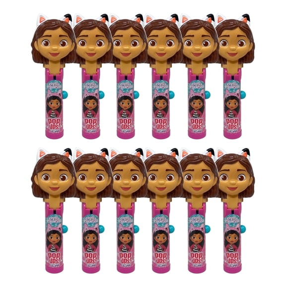 Gabby's Dollhouse Lollipop Holder Case, 12 Count, Includes Lollipops