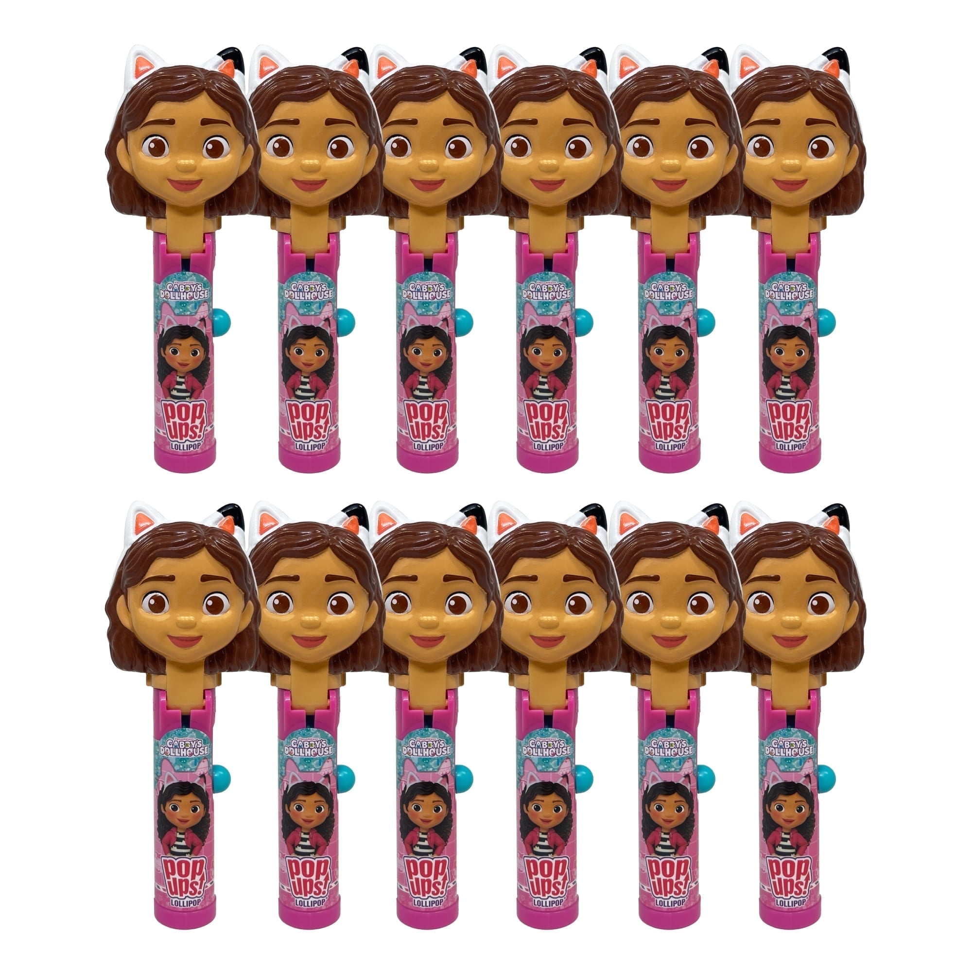 Gabby's Dollhouse Lollipop Holder 12 Count, Collectable Lollipop Case | Party Favors for Halloween, Goodie Bags, Piata Candy, Game Prizes | Bulk Set of 12 | Lollipops Included