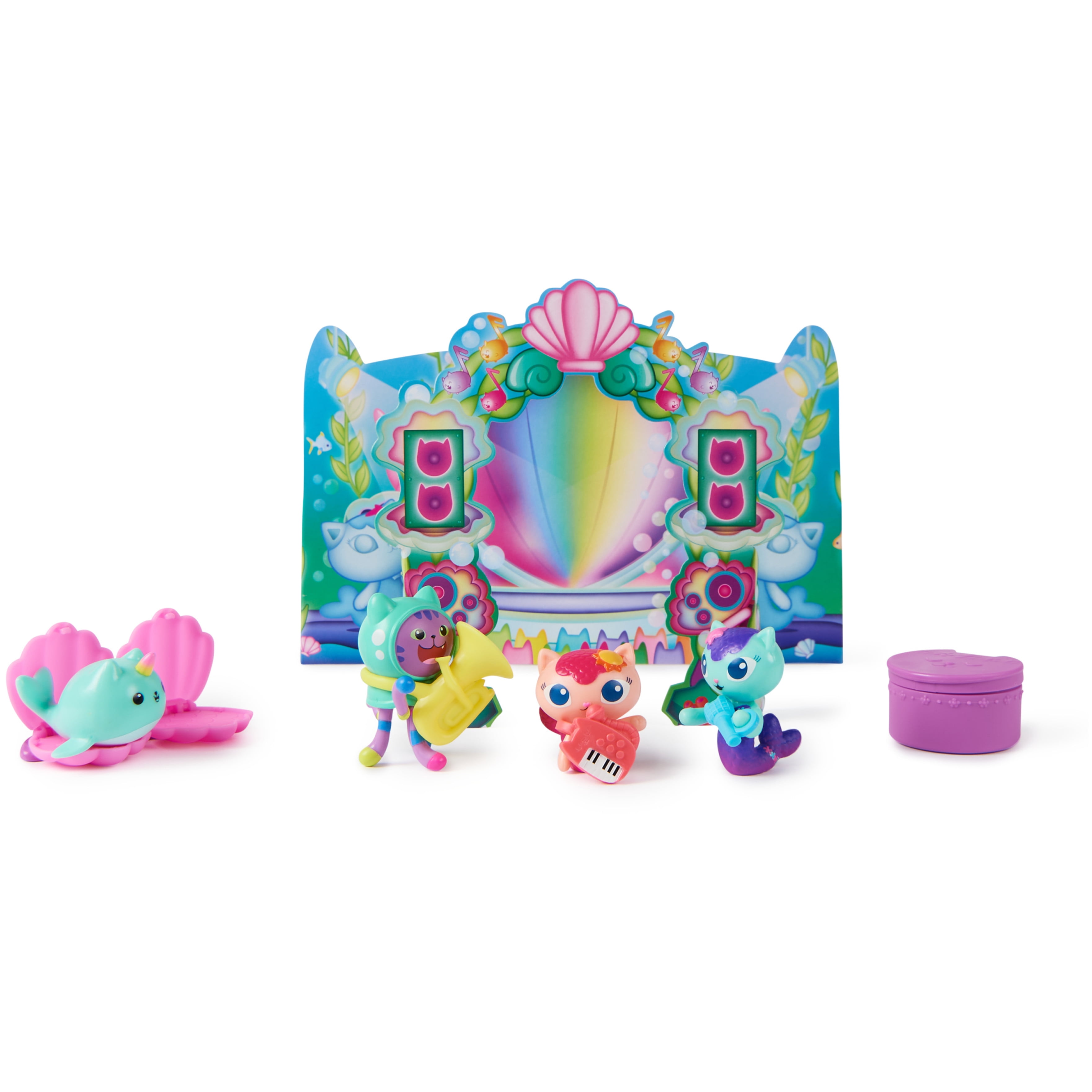 Gabbys Dollhouse, Mermaid-lantis Figure Set with 4 Toy Figures and Dollhouse Furniture, Size: 2.008 inch x 11.496 inch x 8.74 inch
