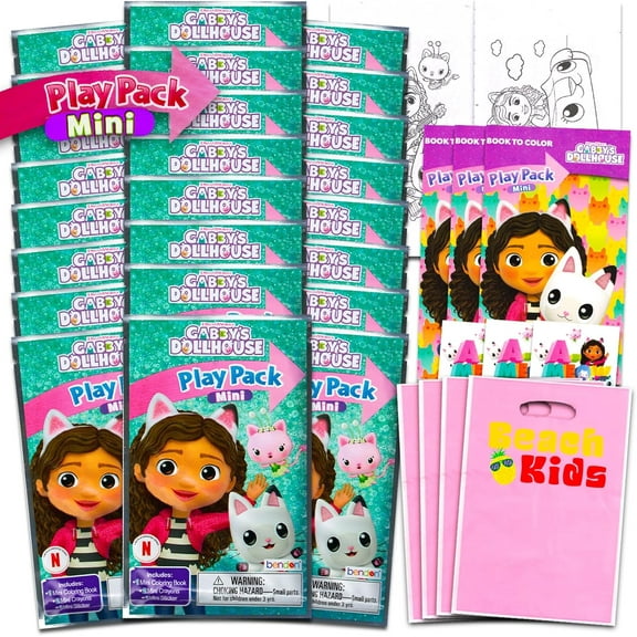 Gabby's Dollhouse Mini Party Favors Set for Kids - Bundle with 24 Mini Gabby's Dollhouse Grab n Go Play Packs with Coloring Pages, Stickers and More (Gabby's Dollhouse Birthday Party Supplies)