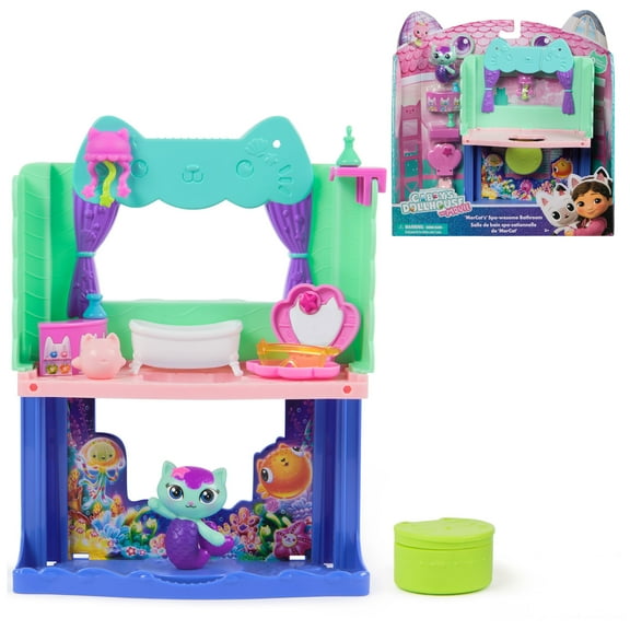 Gabby's Dollhouse: The Movie, MerCat's Spa-wesome Bathroom, with Figure, Accessories & Surprise Toy