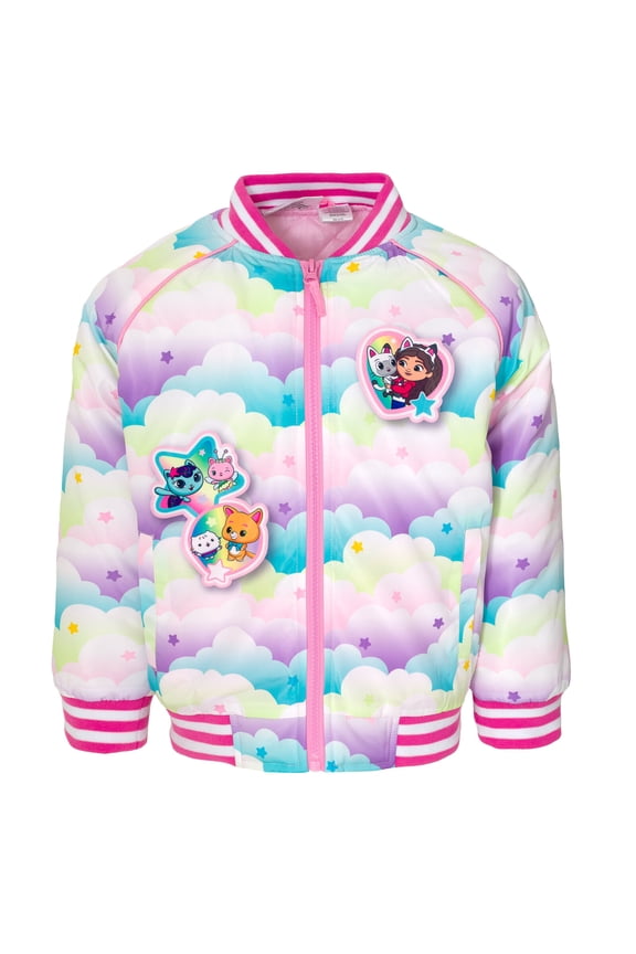 Pandy Paws Gabby Cakey Cat Varsity Zip Up Bomber Jacket Toddler to Big Kid