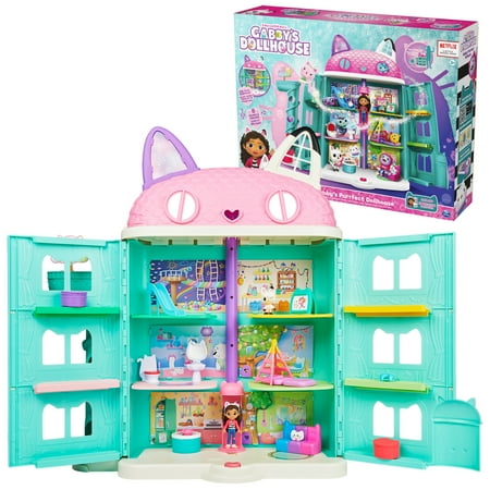 product image of Gabby's Dollhouse, Purrfect Dollhouse 2-Foot Tall Playset with Sounds, 15 Pieces