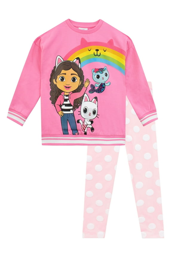 Sweatshirt and Leggings Outfit Set Pink Sizes 4 to 10