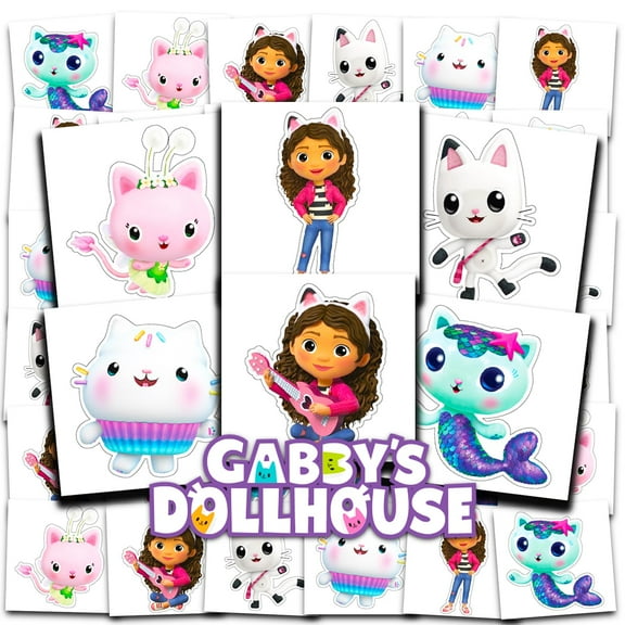 Gabby's Dollhouse Tattoos Party Favors Bundle ~ 72 Perforated Individual 2" x 2" Gabby's Dollhouse Temporary Tattoos for Kids Boys Girls (Gabby's Dollhouse Party Supplies)