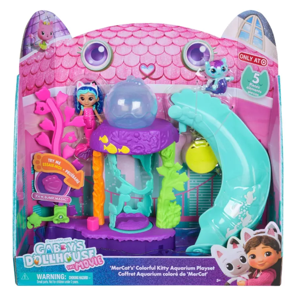 Gabby's Dollhouse: The Movie, MerCat's Colorful Kitty Aquarium Playset with Figures & Accessories