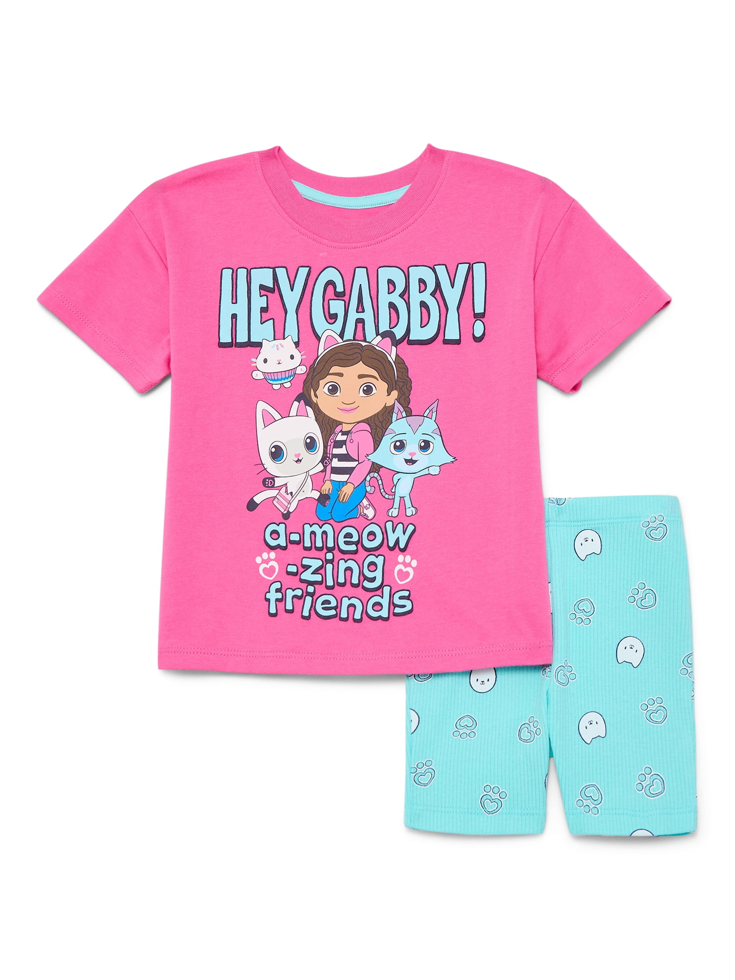 Gabby's Dollhouse Toddler Girls Graphic Tee and Biker Shorts Set, 2-Piece, Sizes 12M-5T