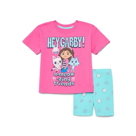 Gabby's Dollhouse Toddler Girls Graphic Tee and Biker Shorts Set, 2-Piece, Sizes 12M-5T