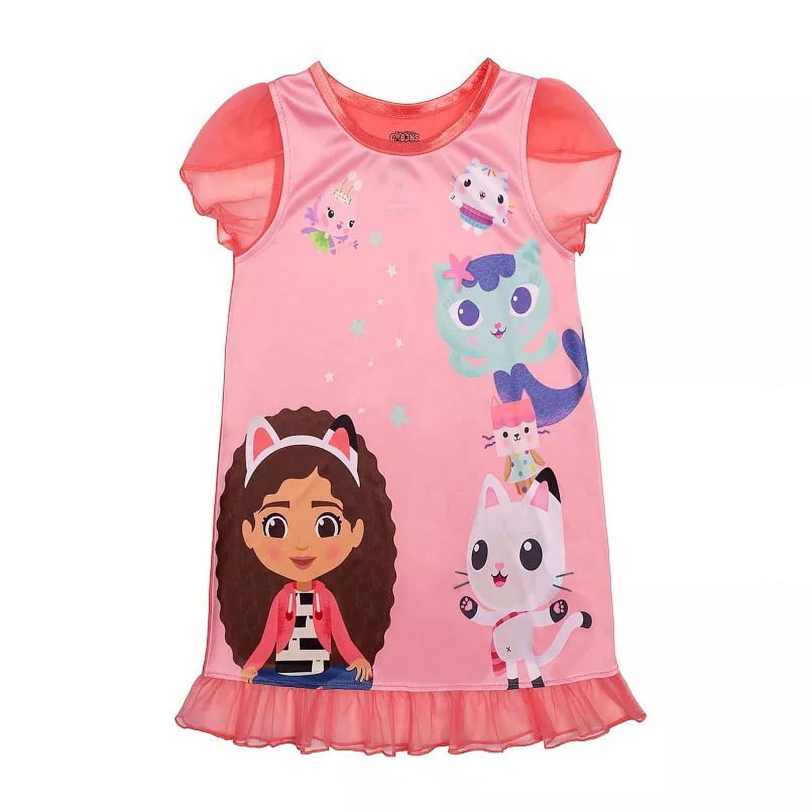 Gabby's Dollhouse Toddler Girl's Satinet and Tulle Coral Pink Nightgown, Gown (Size 3T)