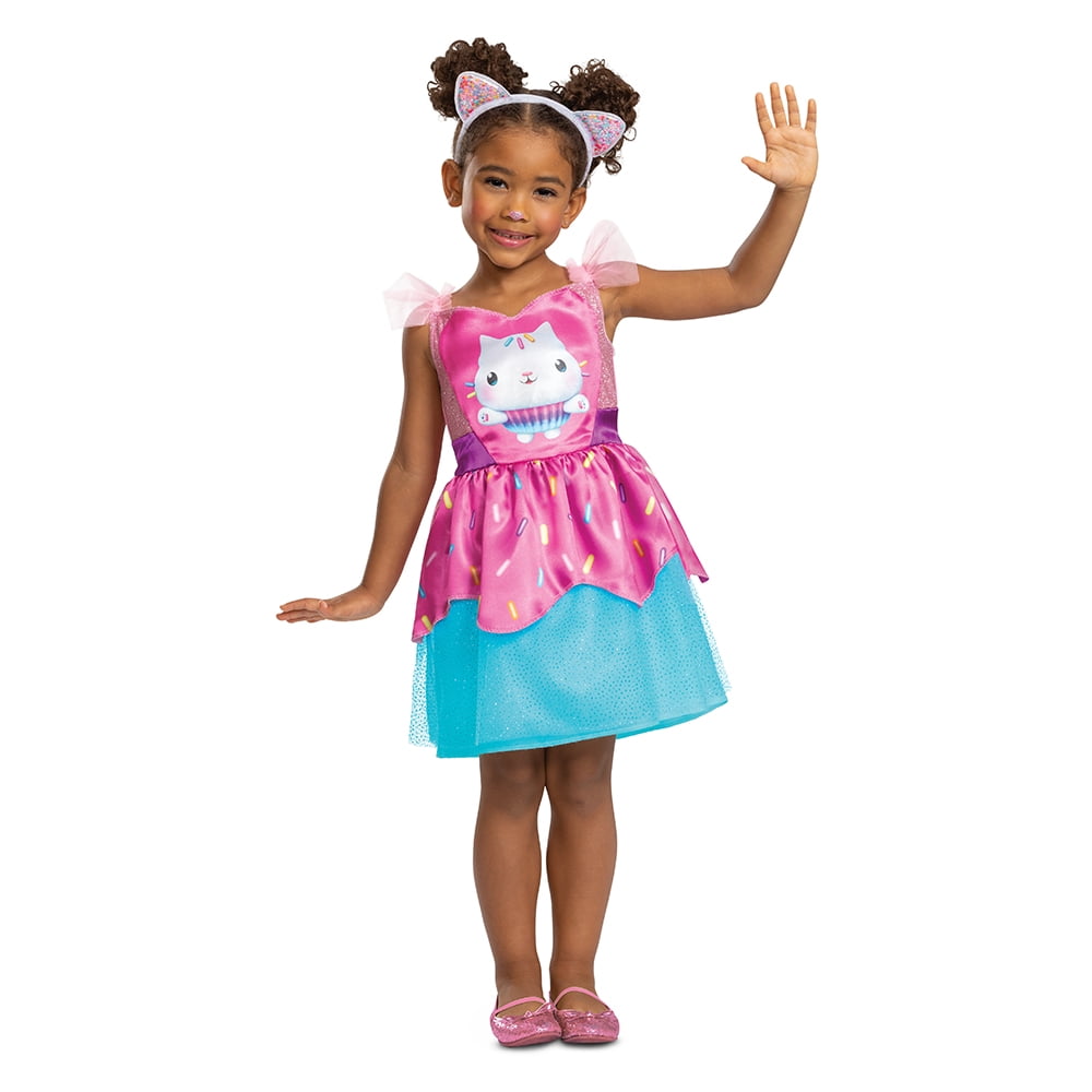Gabbys Dollhouse Cakey Cat Kids Halloween Costume Dress with Peplum  Confetti (3T-4T) - Walmart.com