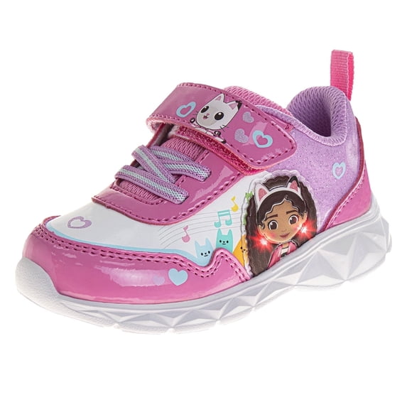 Gabbys Dollhouse Sneakers Laceless LED Light up Shoes KittyCat Pink White - Size 12 Little Kid Girls