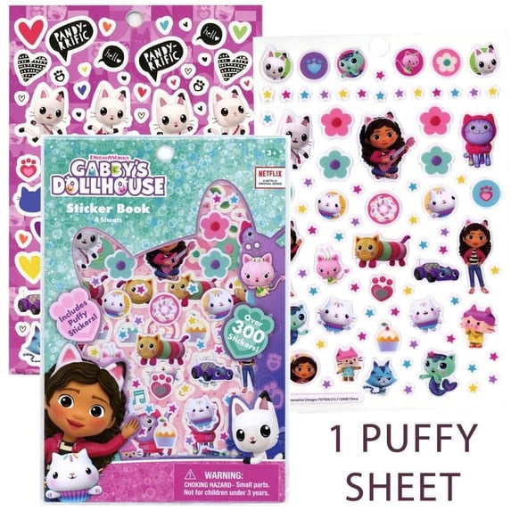Gabbys Dollhouse Sticker Book with Puffy Stickers, 300+ Stickers