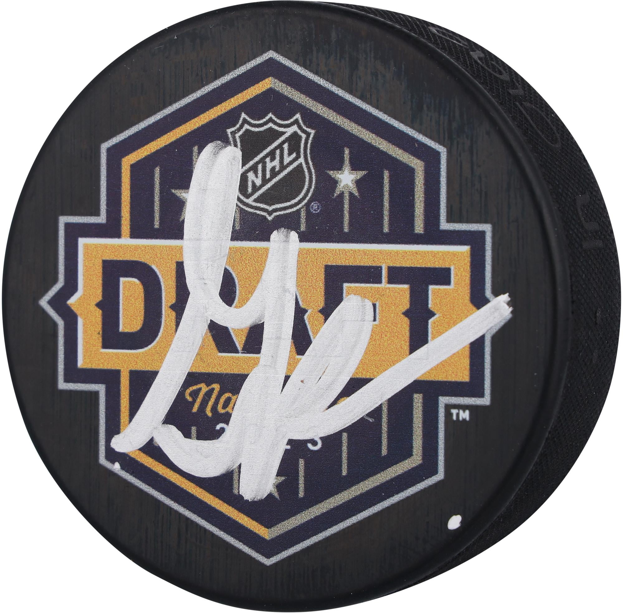 Gabe Perreault New York Rangers Autographed 2023 Draft Logo Hockey Puck - Fanatics Authentic Certified
