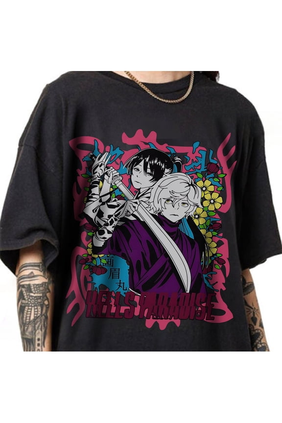 Gabimaru T-shirt, Hell's Paradise Jigokuraku Manga Anime Shirt,Black color,size 2XL