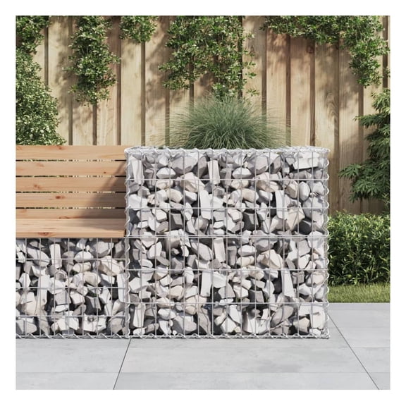 Gabion Basket 27.6x27.6x25.6in Silver Galvanized Iron Outdoor Planter