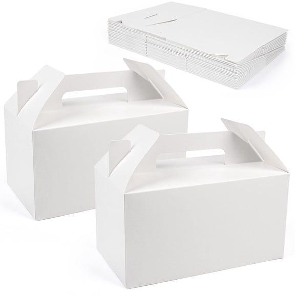 Gable Boxes For Party Favor  9.5 X 5 5 Inches 25 Pack Large Box With Handles White Gift GooBirthday Wedding Shower Lunch