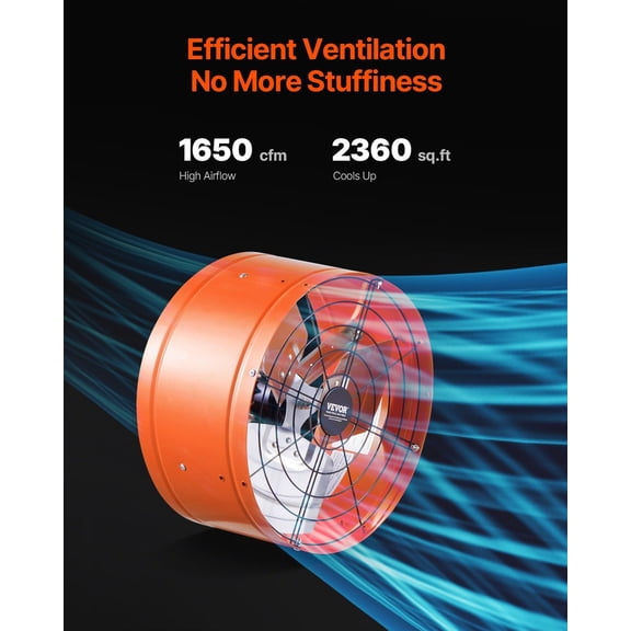 Gable Mount Fan,15"Attic Exhaust Fan with Adjustable Thermostat&Outer Mesh,1650 CFM House Ventilator Cools Up to 2360 Sq.Ft,Quiet Ventilation for Roof,Garage&Shop,Vibrant Orange