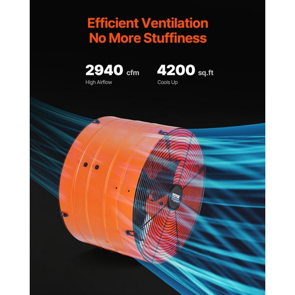 Gable Mount Fan,16"Attic Exhaust Fan with Adjustable Thermostat&Outer Mesh,2940 CFM House Ventilator Cools Up to 4200 Sq.Ft,Quiet Ventilation for Roof,Garage&Shop,Vibrant Orange