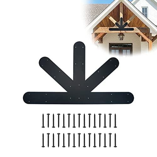 Gable Plate, Black Powder-Coated Truss Connector Bracket, 12:12 Pitch, 4 mm / 0.16" Steel Truss Nail Plates for Wooden Beam Fixed, Decorative Gable Plate with Bolts Support Shed Build$$Hardware