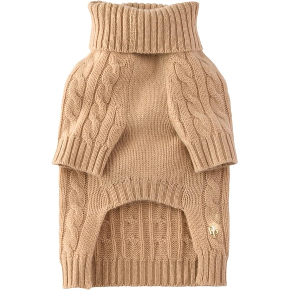 Gable – The Cable Knit Sweater Cashmere Wool Pet Pullover for Small, Medium and Large Dogs, Camel, XXX-Small