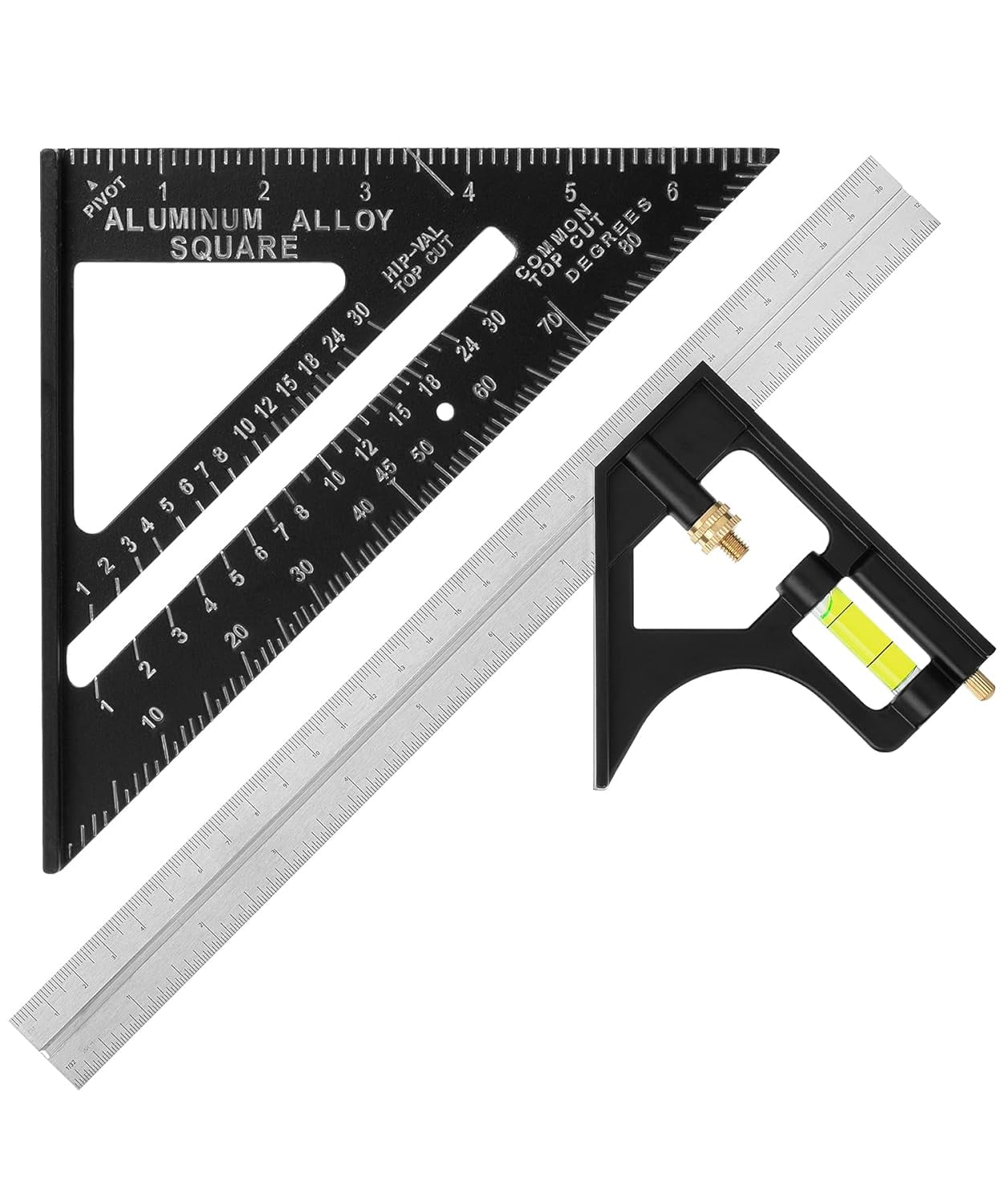 7 Inches Ruler Display .- Gable and combination ruler tool set, black, 7-inch ruler, 12-inch ...