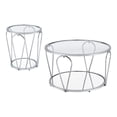 thumbnail image 1 of Gables Metal 2-Piece Coffee Table Set, Chrome and Clear, 1 of 3