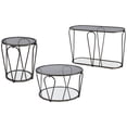 thumbnail image 1 of Gables Metal 3-Piece Coffee Table Set, Black Nickel and Gray, 1 of 3