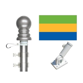 Gabon 3'x5' Flag and Spinner Flagpole Set, Includes Flag, 6' Spinner Pole and Bracket