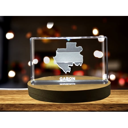 Gabon 3D Engraved Crystal 3D Engraved Crystal Keepsake/Gift/Decor/Collectible/Souvenir