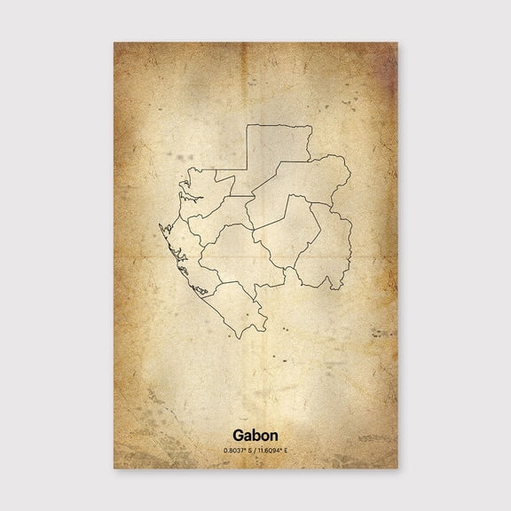 Gabon Map Print: Minimalist Line Art, Gabonese Giftfor Living Room Bedroom Office Farmhouse Neutral Home Artwork Ready to Hang 8x12 inch