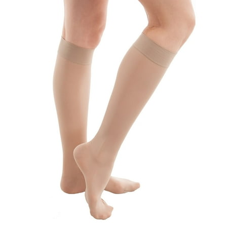Gabrialla Sheer Knee High Compression Socks for Women, 20-30 mmHg, Closed Toe