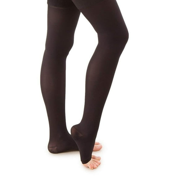 Gabrialla Unisex Microfiber Open Toe Thigh High Graduated Compression Stockings (25-35 mmHg): H-306(O)