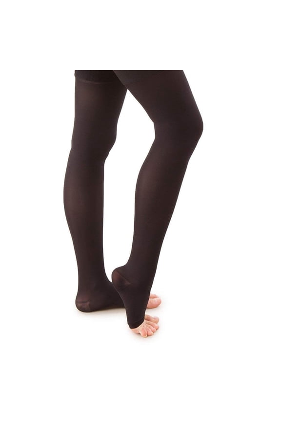 Unisex Microfiber Open Toe Thigh High Graduated Compression Stockings (25-35 mmHg): H-306(O)