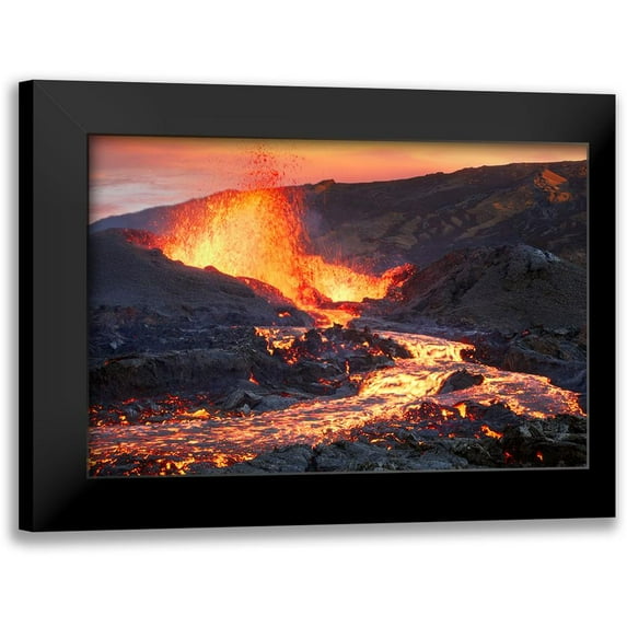 Gabriel, Barathieu 18x13 Black Modern Framed Museum Art Print Titled - La Fournaise Volcano