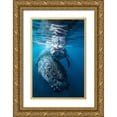 thumbnail image 1 of Gabriel, Barathieu 23x32 Gold Ornate Wood Framed with Double Matting Museum Art Print Titled - Humpback Whale And Calf, 1 of 4
