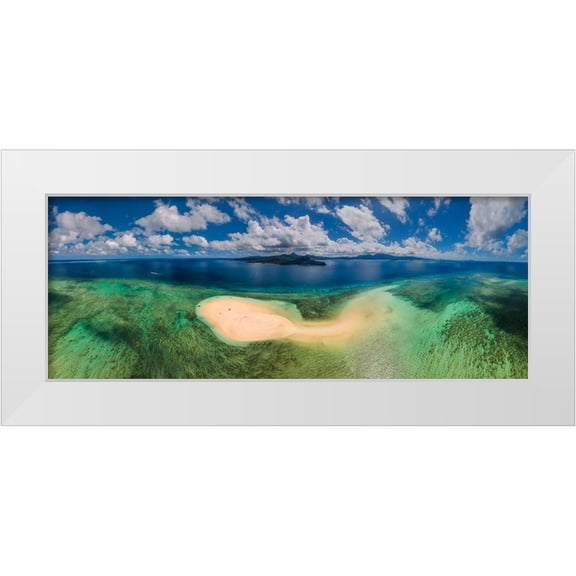 Gabriel, Barathieu 32x15 White Modern Wood Framed Museum Art Print Titled - Aerial Panoramic View From Sazilac
