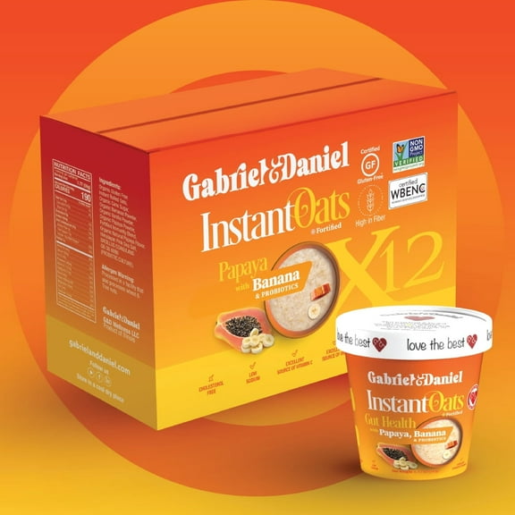 Gabriel & Daniel Organic Instant Oatmeal Papaya & Banana (12 pack)