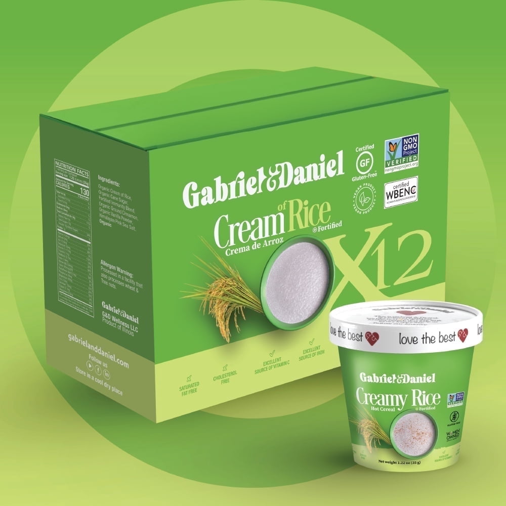 Gabriel & Daniel Daniel Organic Creamy Rice Hot Cereal Cup, Instant, 12 ...
