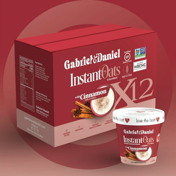 Gabriel & Daniel Organic Instant Oatmeal - Ground Cinnamon (12 Pack)