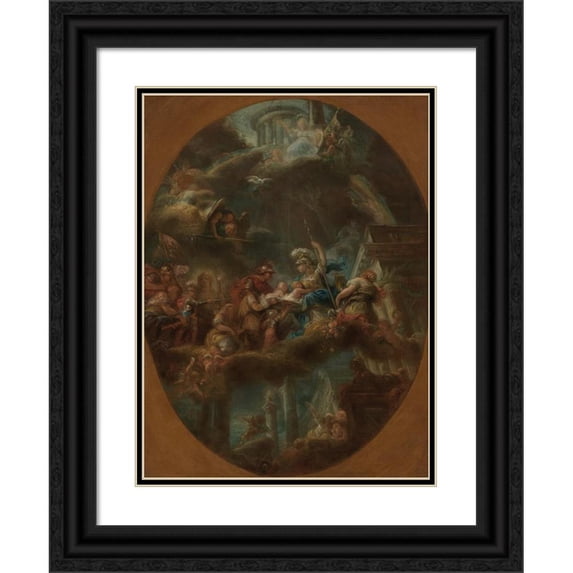 Gabriel-François Doyen 11x14 Black Ornate Wood Framed Double Matted Museum Art Print Titled: The Russian Nobility Offering the Imperial Princes to Minerva (circa 1795)