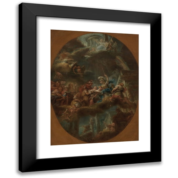 Gabriel-François Doyen 14x18 Black Modern Framed Museum Art Print Titled - The Russian Nobility Offering the Imperial Princes to Minerva (circa 1795)