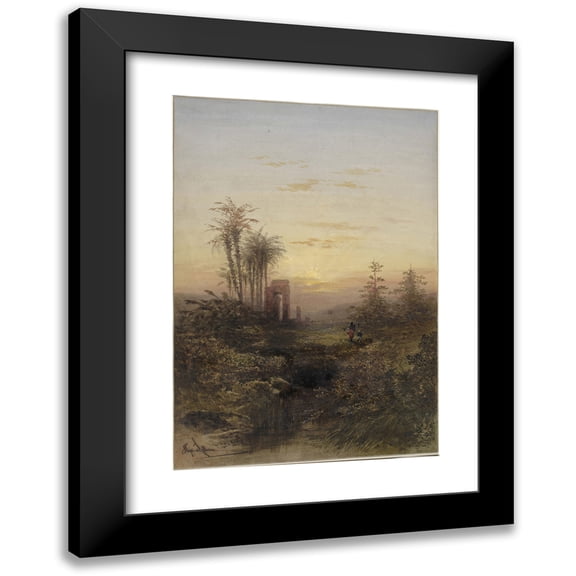 Gabriel Hippolyte Lebas 11x14 Black Modern Framed Museum Art Print Titled - Sunset in an Oriental Landscape