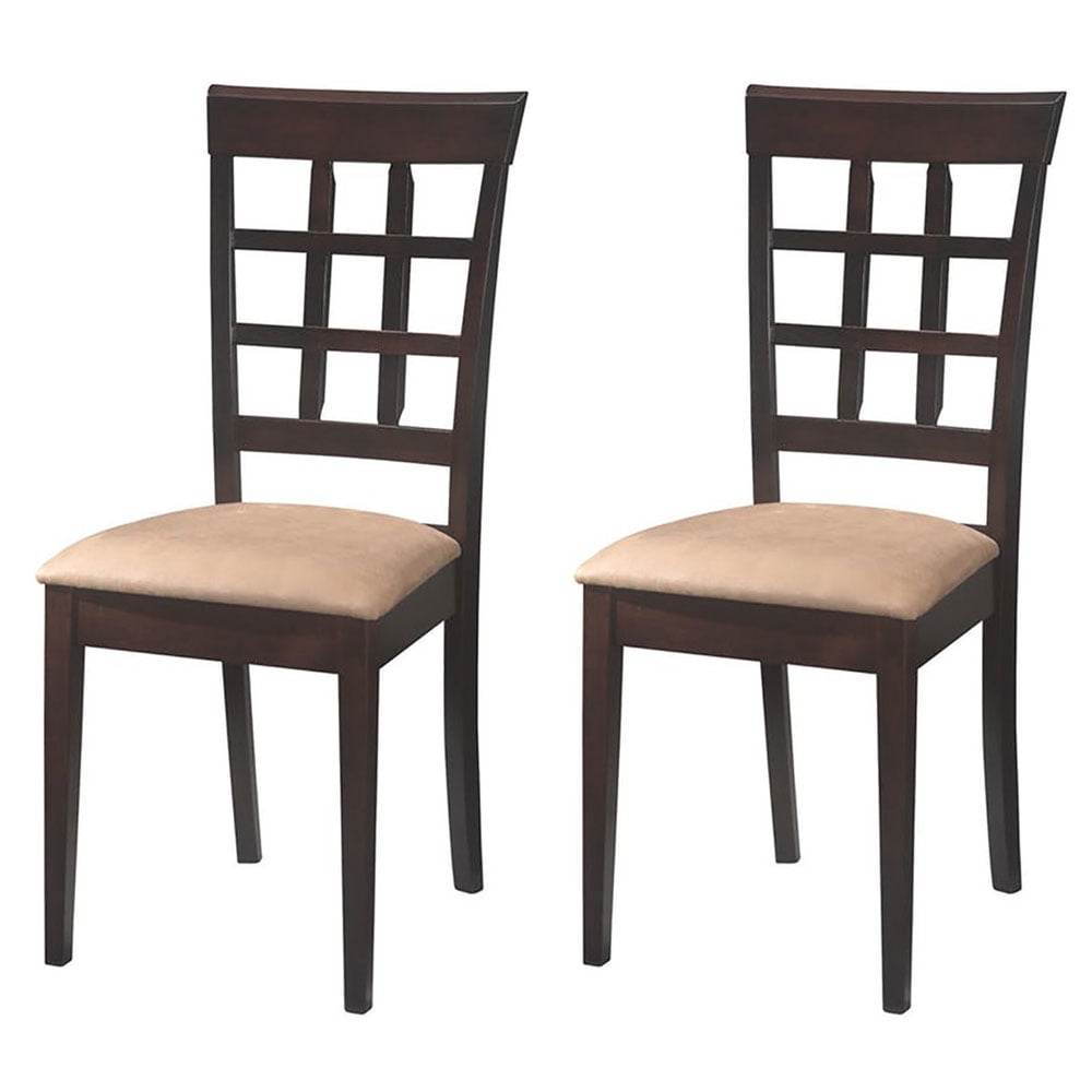 Cappuccino Beige High-Back Microfiber Upholstered Side Chair