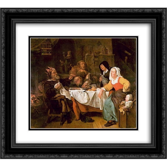 Gabriel Metsu 2x Matted 24x20 Black Ornate Framed Art Print 'The Feast of the Bean King'