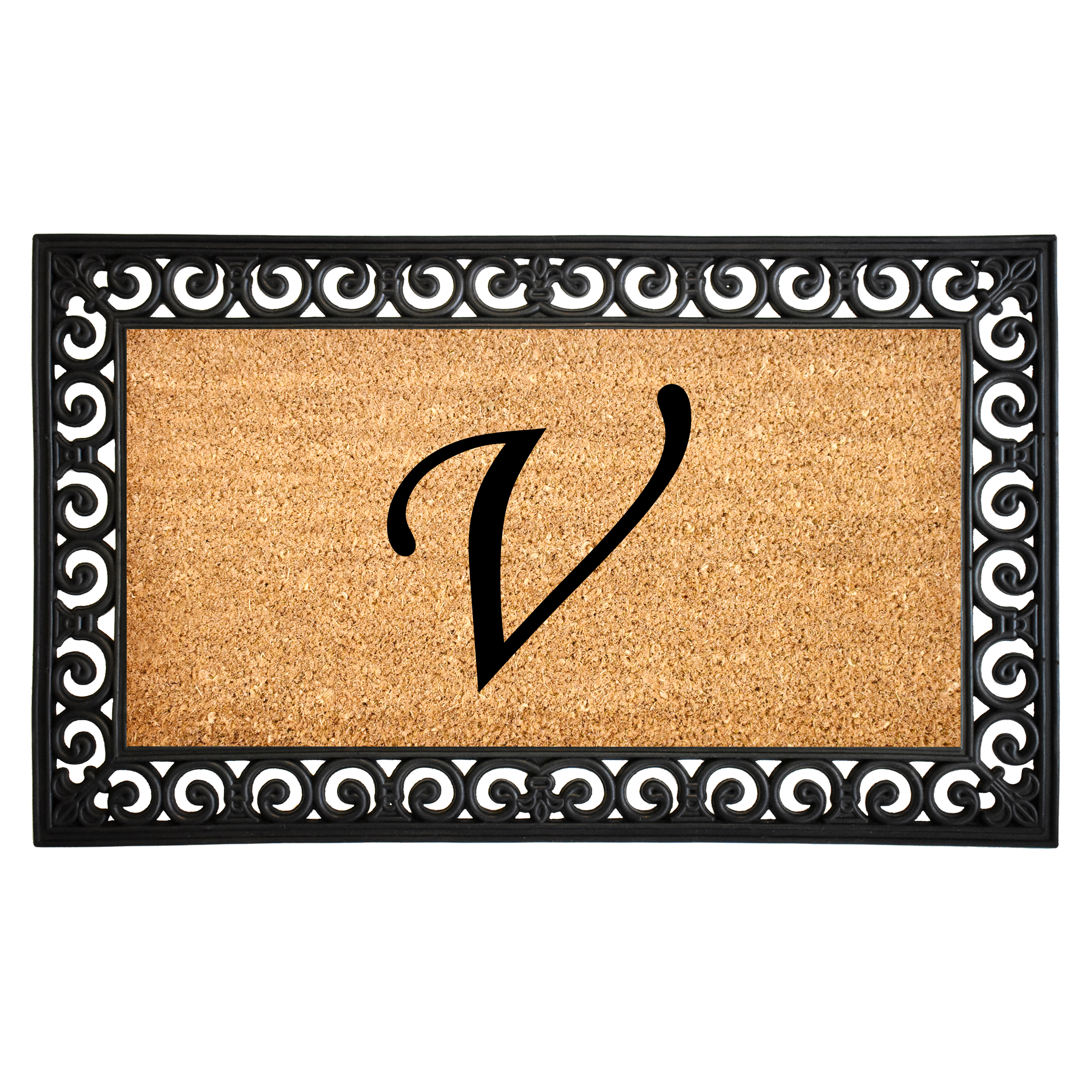Gabriel Monogram Doormat, 18" x 30" (Letter V)