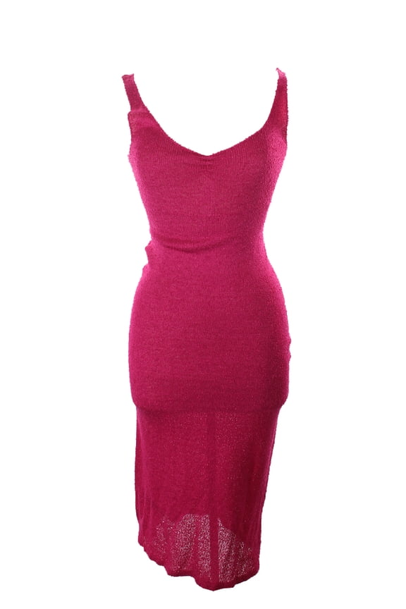 Gabriel S. Fuchsia Textured Sleeveless Ruched Neck Sheath Dress M